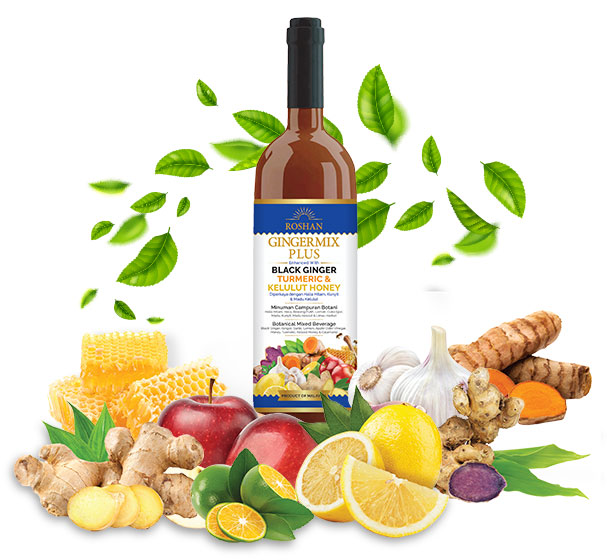 gingermix plus bottle with fruits